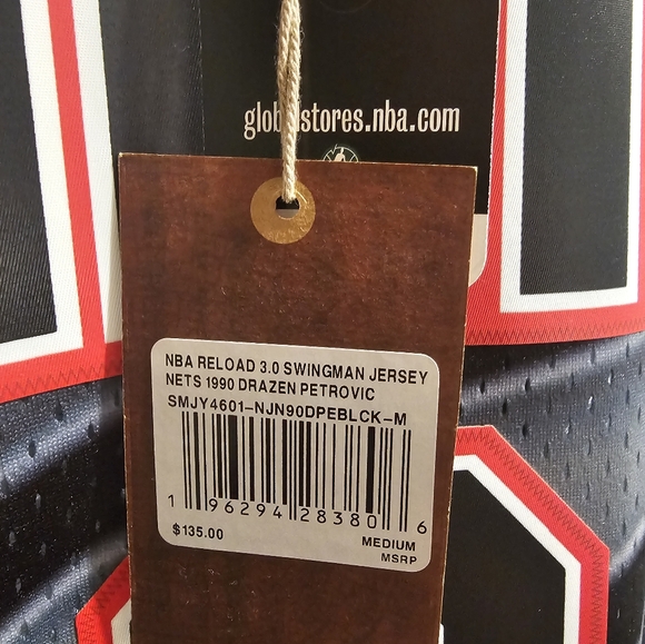 Brand new with tags New Jersey Nets Drazen Petrovic #3 Mitchell & Ness 1990-1991 - Picture 7 of 7